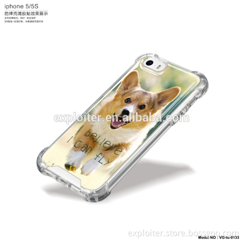 Shock proof air bag epoxy custom design clear phone cover for iphone 5s full body cover